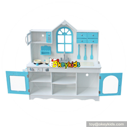 Okeykids creative house shaped role play wooden kitchen toy set for kids W10C346