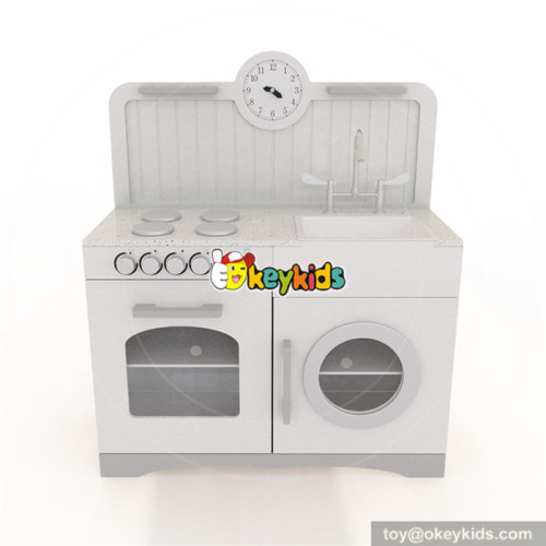 Wholesale popular interactive game wooden white kitchen toy for babys W10C333