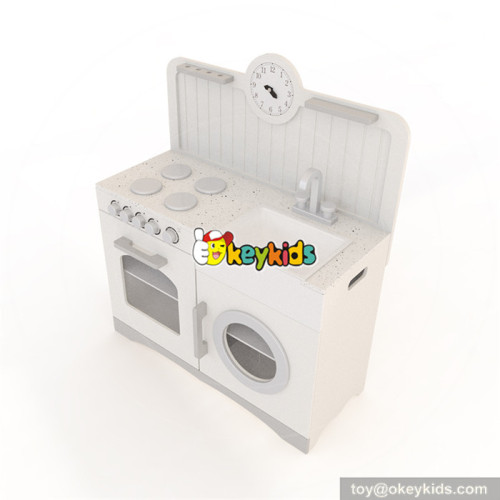 Wholesale popular interactive game wooden white kitchen toy for babys W10C333