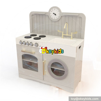 Wholesale modern style wooden white kitchen toy for children's role play game W10C335