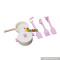 Wholesale fashionable house shape wooden pink kitchen set toy for kids W10C336