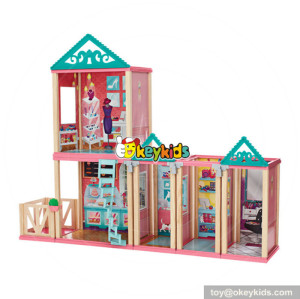 Wholesale delicate mall theme wooden toy shop miniature dollhouse for girls W06A260