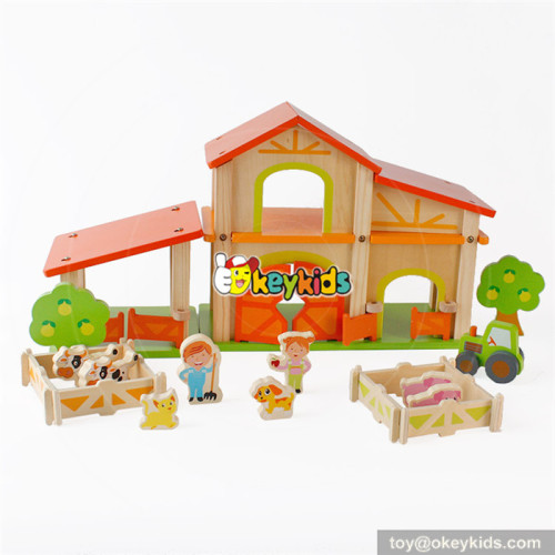 Wholesale popular diy assemble toy wooden farm dollhouse for kids W06A255