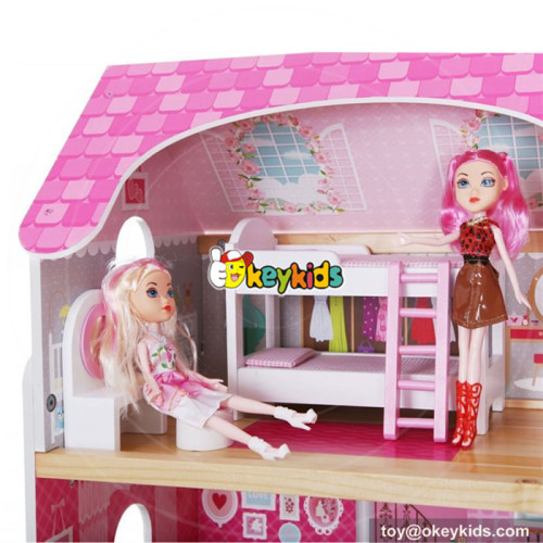 Wholesale pretty role play toy wooden 3 layers girls doll house for baby W06A254