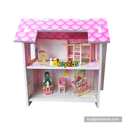 Okeykids New hottest 2-layer children miniatures wooden mini dollhouse with furniture W06A258