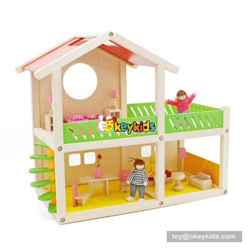 Okeykids New hottest creative playhouse wooden diy doll house set for children W06A259