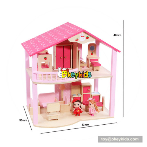 Okeykids Hot new product Kids wooden dollhouse furniture,Children wooden toy dollhouse,wholesale baby diy dollhouse W06A261