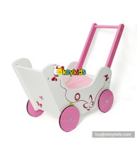 okeykids new design lovely pink wooden doll stroller for baby push along W16E085