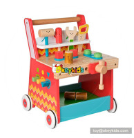 okeykids new hottest push along wooden first steps baby walker with tool toys W16E087