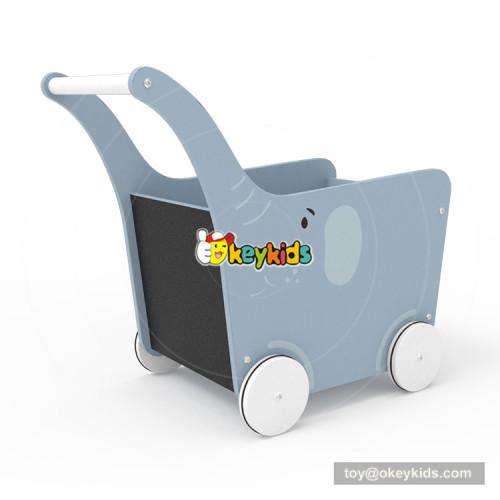 2018 New Original Design gray elephant wooden push cart for baby W16E096