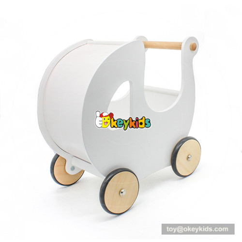 2018 New design baby walking aid wooden push walker in white W16E100