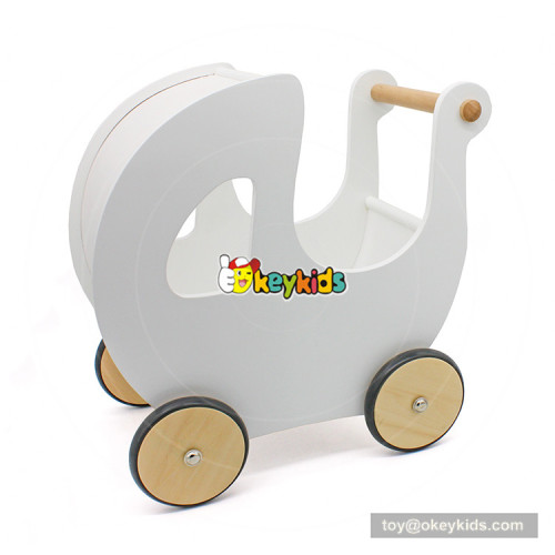 2018 New design baby walking aid wooden push walker in white W16E100