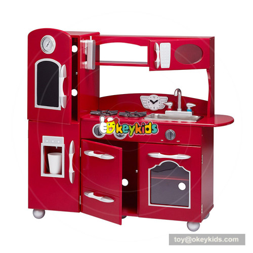 Okeykids new style children big wooden red toy kitchen for pretend play W10C365