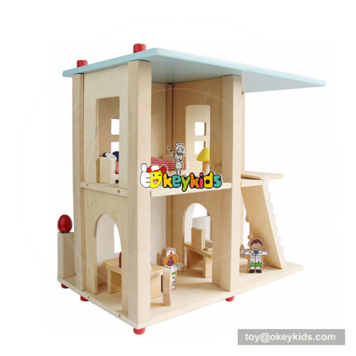 Okeykids wooden hospital toy set for kids includes dolls and furniture W06A285