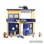 Okeykids wooden crime police station play set of kids Includes dolls and furniture W06A286