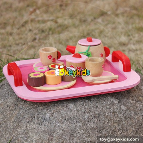 new design pink children wooden tea set toy W10B181