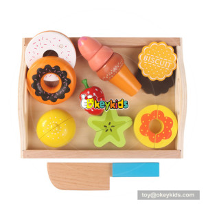 wooden cake and fruits food cutting toy for baby W10B198