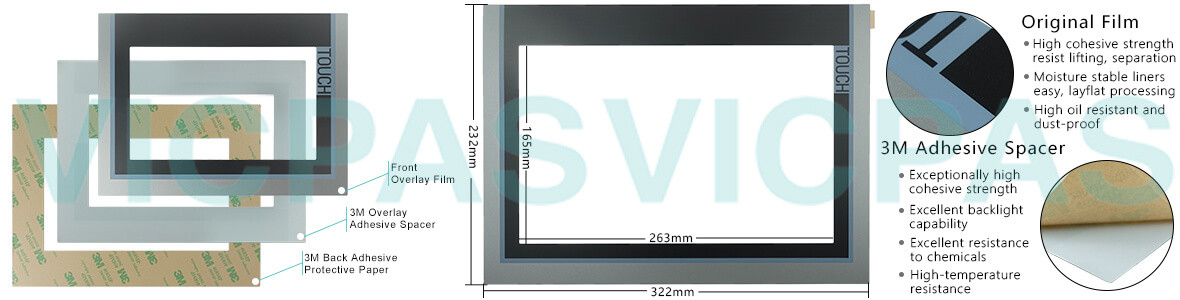  6AV2124-0MC01-0AX0 SIMATIC HMI TP1200 COMFORT Touch Screen Glass, Overlay and LCD Display Repair Replacement