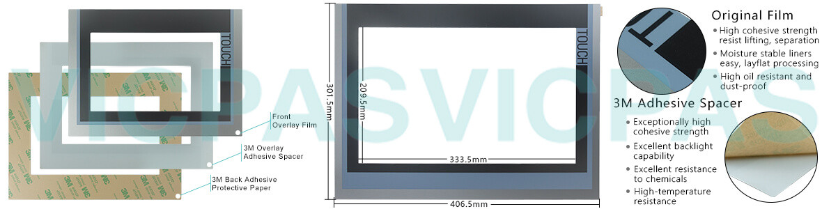 6AV2124-0QC24-0BX0 SIMATIC HMI TP1500 COMFORT PRO touch panel Glass, Overlay and LCD Display Repair Replacement