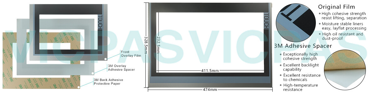 6AV2124-0UC02-0AX0 Siemens SIMATIC HMI TP1900 Comfort Touch Screen Glass, Overlay and LCD Display Repair Replacement
