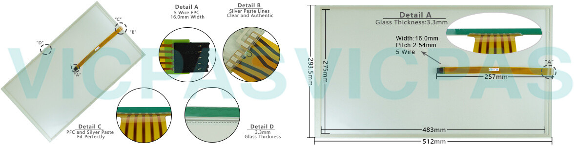 6AG1124-0XC02-4AX0 Siemens SIPLUS HMI TP2200 COMFORT Touchscreen Glass, Overlay and LCD Display Repair Replacement