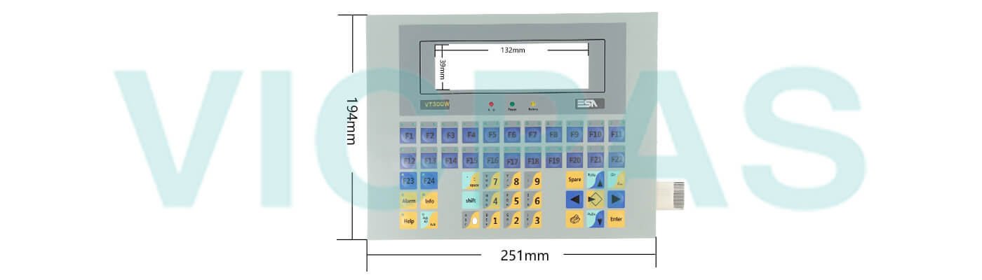 ESA TEXT HMI VT300W VT300WA0000 Membrane Keyboard Repair Replacement