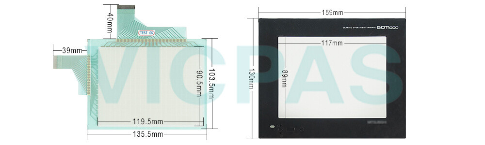 Mitsubishi GT10 series HMI GT1055-QBBD-C MMI Touch Screen Front overlay Repair Kit