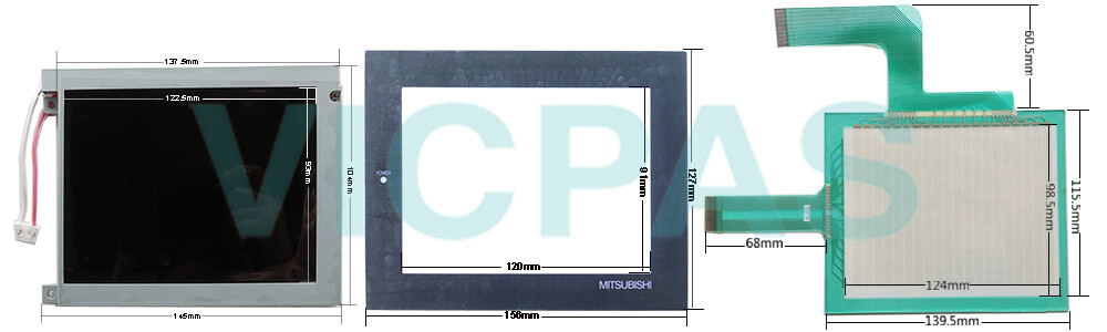 Mitsubishi A953GOT series HMI A953GOT-LBD-M3 Touch Screen Monitor Front overlay LCD Display Repair Kit