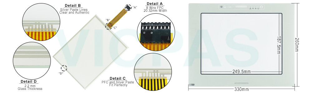 UniOP eTOP40B series HMI eTOP40B-DC50 Touch Screen Monitor Front Overlay Repair Kit