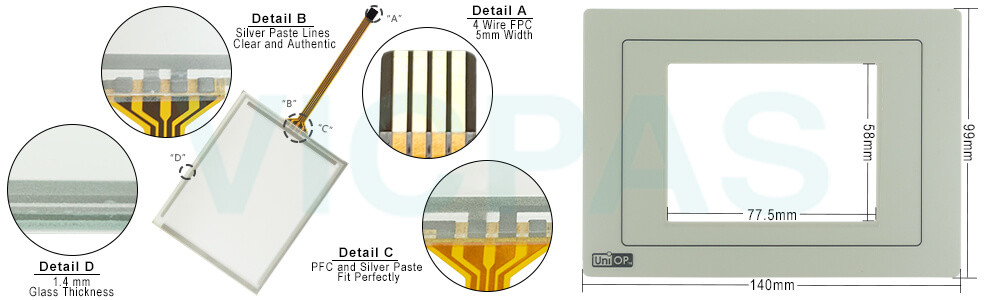 UniOP eTOP03 series HMI eTOP03-0045 Protective Film Touch Screen Repair Kit