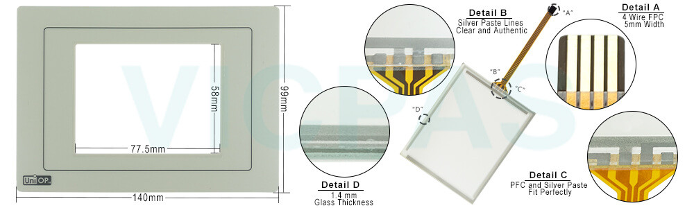 UniOP series HMI eTOP02C-0050 Touchscreen Front Overlay Repair Kit