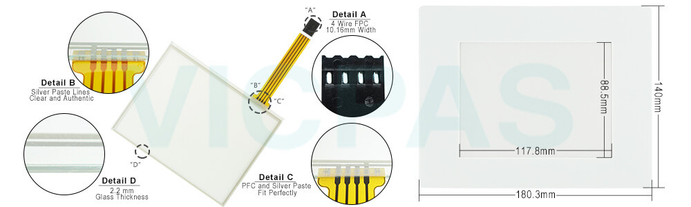 UniOP eTOP series 300 eTOP306 HMI ETOP306U201 Touch Screen Monitor Front Overlay Repair Kit