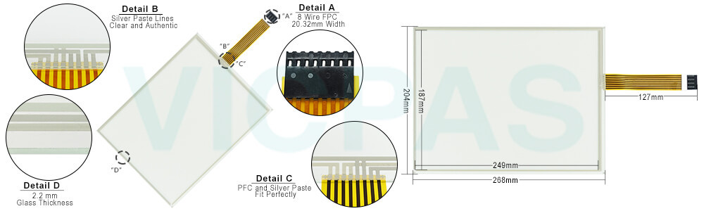 UniOP eTOP series 300 eTOP312 HMI ETOP312U201 Touch Screen Monitor Front Overlay Repair Kit