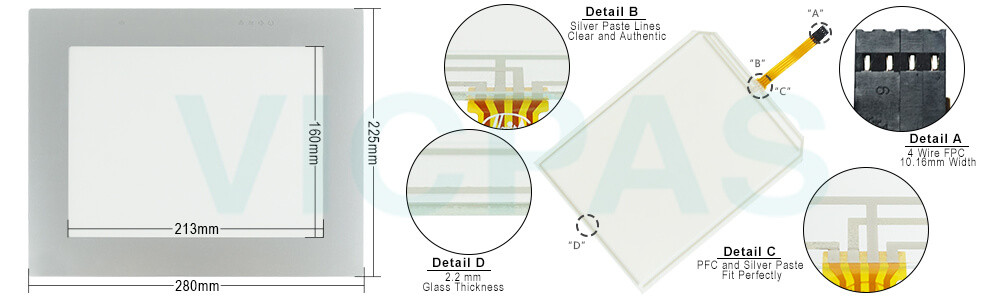 UniOP eTOP series 500 eTOP510 HMI ETOP510U2P1 Touch Screen Monitor Front Overlay Repair Kit