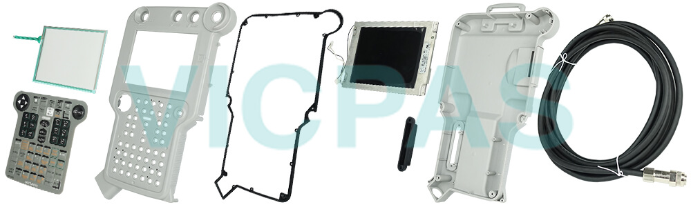 Motoman YASKAWA JZRCR-NPP01-1 Teach Pendant Parts, touchscreen, membrane keypad, LCD display, and protective case shell for repair replacement