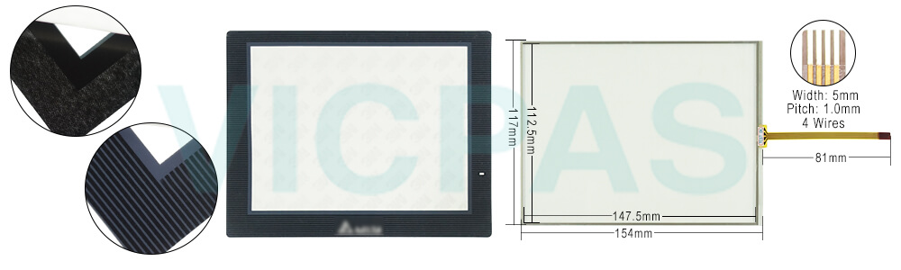 Delta DOP-B DOP-B07E515 Front Overlay Touch Screen Repair Replacement