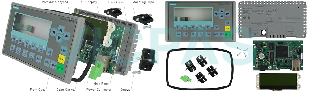 6AG1647-0AH11-2AX0 Siemens HMI KP300 Basic mono PN membrane keypad Power LCD Screen Connector Main Board Mounting Clips Housing Repair Replacement