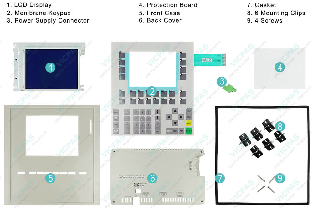  6AV6542-0BB15-2AX0 Siemens SIMATIC HMI OP170B OPERATOR PANEL Membrane Keyboard Keypad Plastic Case Shell Protection Board Gasket Mounting Clips Power Supply Connector Repair Replacement