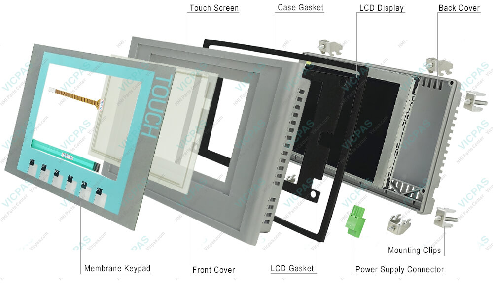 6AV6647-0AD11-3AX0 Siemens SIMATIC HMI KTP600 BASIC COLOR DP Touch Panel Glass, Overlay, Enclosure, Mounting Clips, Power Supply Connector, Gasket, Screws and LCD Display Repair Replacement