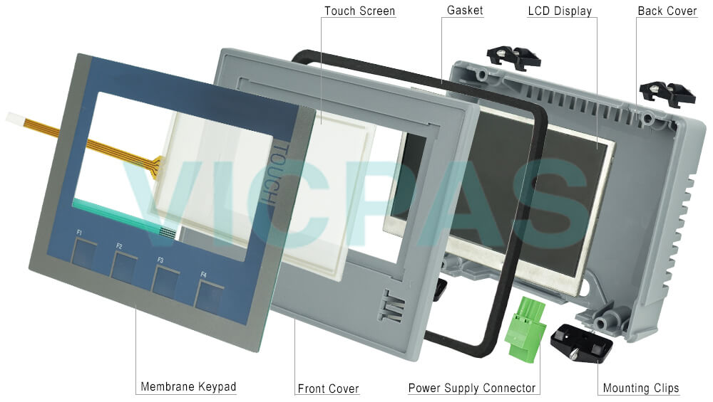 6AV2123-2DB03-0AX0 Siemens SIPLUS HMI KTP400 Basic Touch Panel Glass, Overlay, Enclosure, Gasket, Power Supply Connector, Screws, Mounting Clips and LCD Display Repair Replacemen
