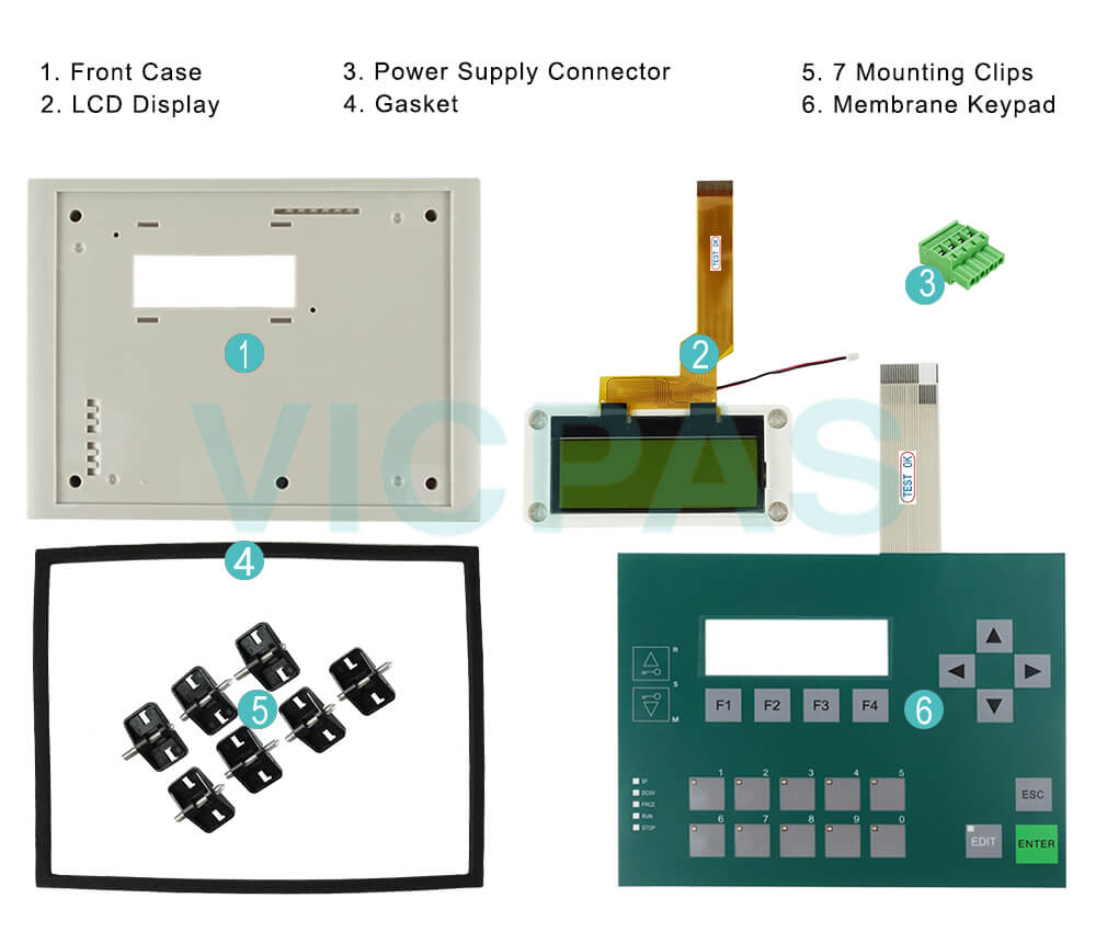 0005-4050-430 SYG18064A GEA C7-613 Operator Panel 6ES7613-1SB02-1AC0 Membrane Keyboard, Mounting Clips, Plastic Cover, Power Supply Connector, Gasket, LCD Display, Plastic Repair Replacement