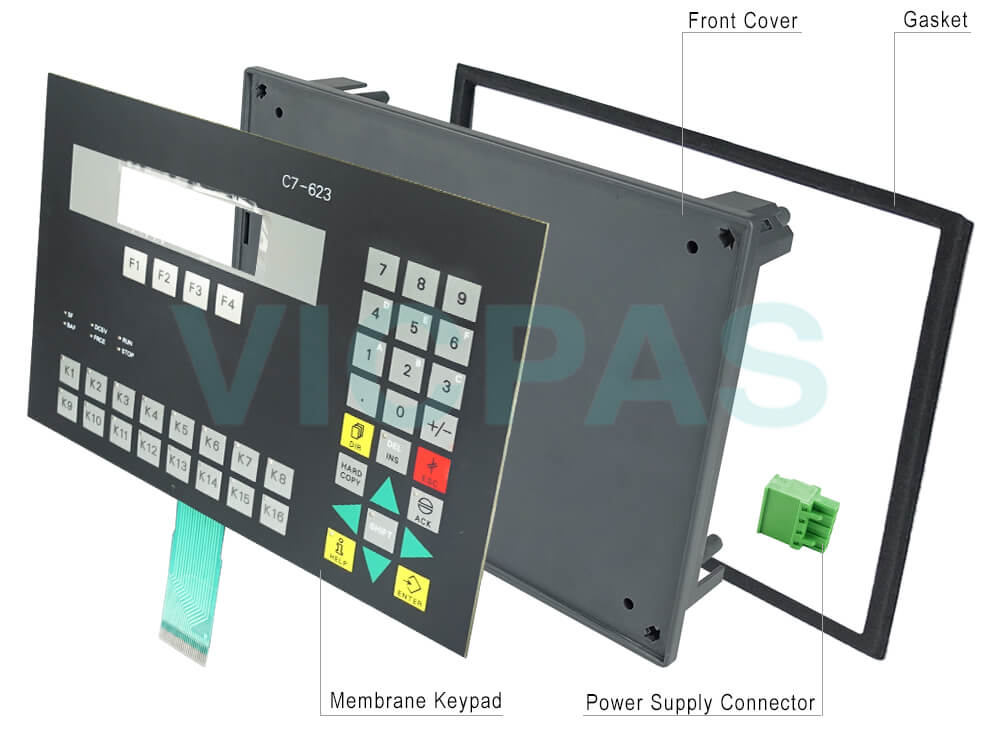 0005-4050-340 Siemens SIMATIC HMI C7-623 Membrane Keyboard, HMI Case, Gasket and Power Supply Connector Repair Replacement