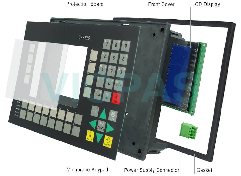 6ES7626-1AG01-0AE3 Siemens SIMATIC HMI C7-626 Membrane Keyboard, Plastic Cover Body, LCD Screen, Gasket and Power Supply Connector Repair Replacement
