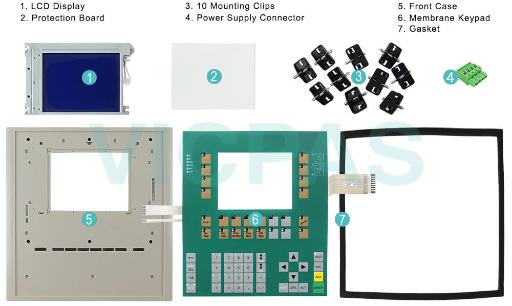 6AG1935-2SB00-4AC0 Siemens SIMATIC HMI C7-635 Touchscreen, Membrane Keyboard, Plastic Shell, LCD Display, Gasket, Mounting Clips and Power Supply Connector Repair Replacement