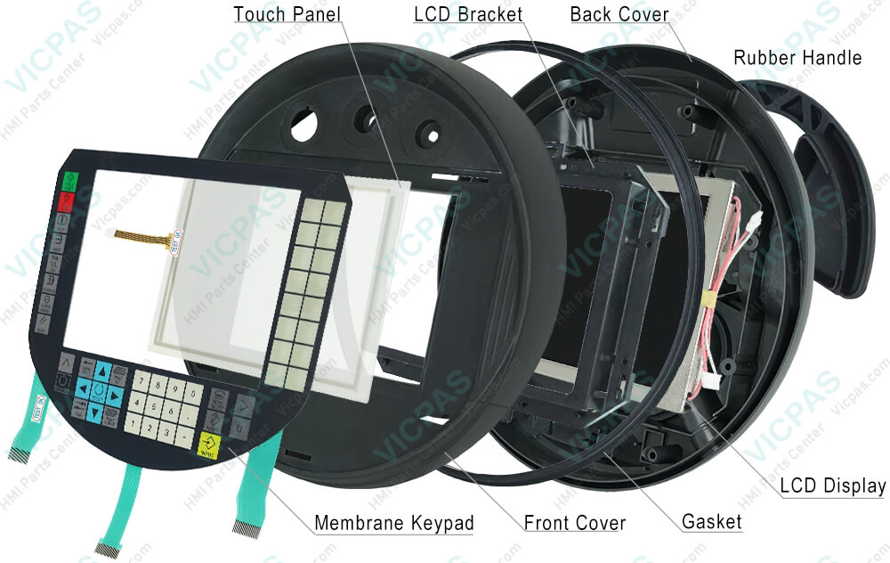  6FC5403-0AA20-0AA1 Siemens SIMATIC HMI HT8 OPERATOR PANEL Switch Membrane, Touch Glass, LCD Display, Plastic Case Shell, Rotary Override Switch Label, Enabling Button Covers, Rubber Handle, Emergency Stop Button Label, Handwheel Label Repair Replacement