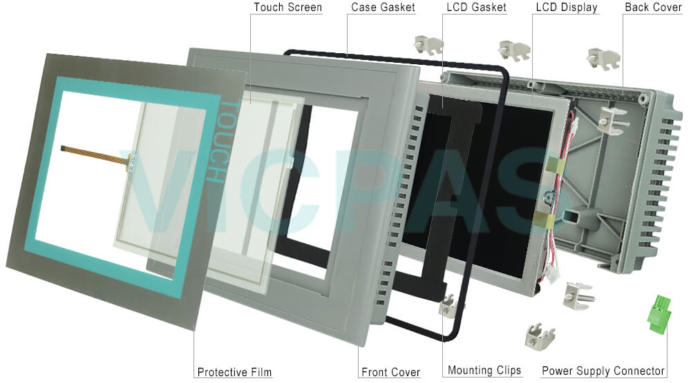 6AV6643-0CB01-1AX0 Siemens SIMATIC HMI Multi Panel  MP277 8 plastic case, touchscreen, front overlay, LCD Display, Screws, LCD Gasket, Case Gasket, Power Supply Connector, Mounting Clips Repair Replacement