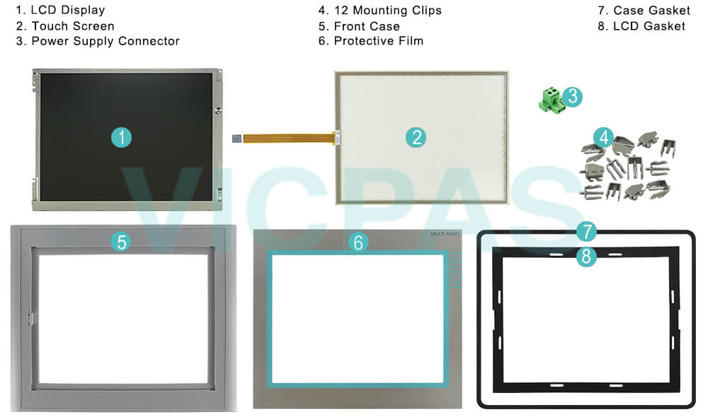 6AV6 644-5AA10-0HW0 Siemens SIMATIC HMI Multi Panel  MP377 12 6AV6644-5AA10-0HW0 Touchscreen Panel Glass, Overlay, Case Gasket, LCD Gasket, Power Supply Connector, Mounting Clips, LCD Screen, Plastic Case Repair Replacement