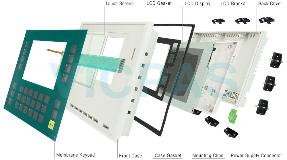 0005-4050-810 Siemens SIMATIC HMI OP177B OPERATOR PANEL Touchscreen, Membrane Keypad, Display, Gasket, Mounting Clips, Screws, LCD Bracket, Power Supply Connector and Plastic Case Shell Repair Replacement
