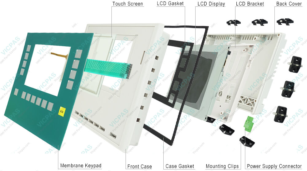 0005-4050-950 Siemens SIMATIC HMI OP177B OPERATOR PANEL Membrane Keypad, Touch Screen Glass, Display, Gasket, Mounting Clips, Screws, LCD Bracket, Power Supply Connector and Plastic Case Shell Repair Replacement