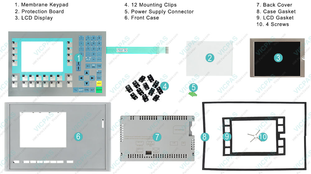  6AV6643-0BA01-1AX1 Siemens SIMATIC HMI OP 277 OPERATOR PANEL Membrane Keyboard, Display, Case Gasket, LCD Gasket, Mounting Clips, Screws, Protection Panel, Power Supply Connector and Plastic Case Shell Repair Replacement